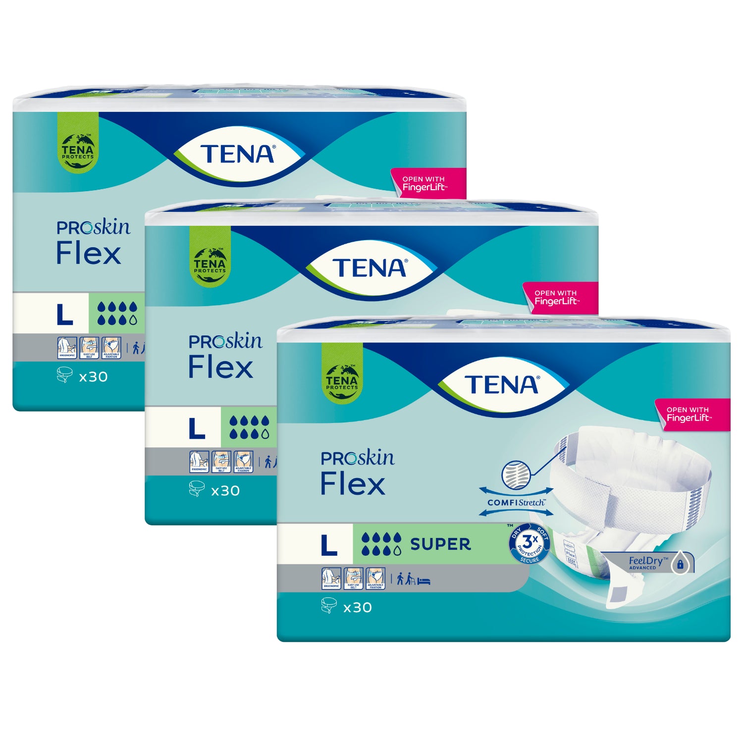 TENA Flex Super, Größe: L, Sparpaket (3 x 30 Stück)